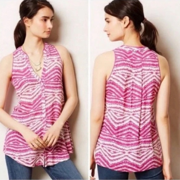 Sold Anthropologie MAEVE Ada Fuschia Sleevless Swing Top Size 4 - Picture 2 of 8